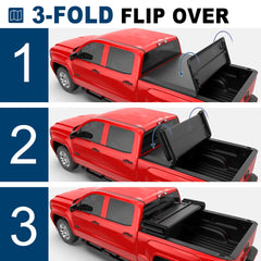MOSTPLUS 5.8FT Soft 3-Fold Tonneau Cover For 2019-2025 Chevy Silverado GMC Sierra 1500 Fleetside Truck Bed