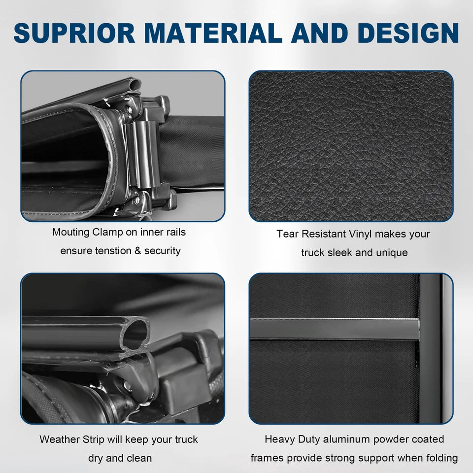 MOSTPLUS 5.8FT Soft 3-Fold Tonneau Cover For 2019-2025 Chevy Silverado GMC Sierra 1500 Fleetside Truck Bed