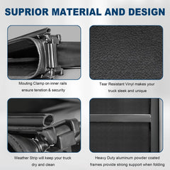 MOSTPLUS 5.8FT Soft 3-Fold Tonneau Cover For 2019-2025 Chevy Silverado GMC Sierra 1500 Fleetside Truck Bed