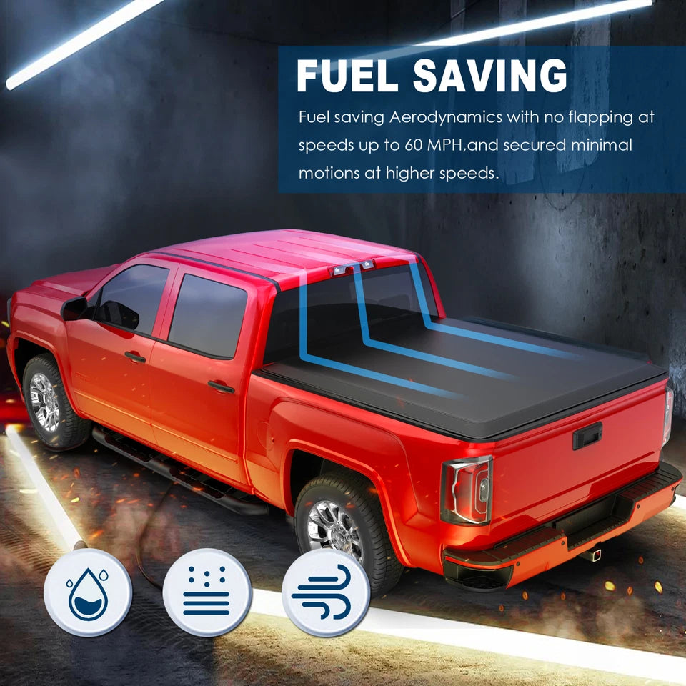 MOSTPLUS 5.8FT Soft 4-Fold Tonneau Cover For 2004-2007 Chevy Silverado 1500/GMC Sierra 1500