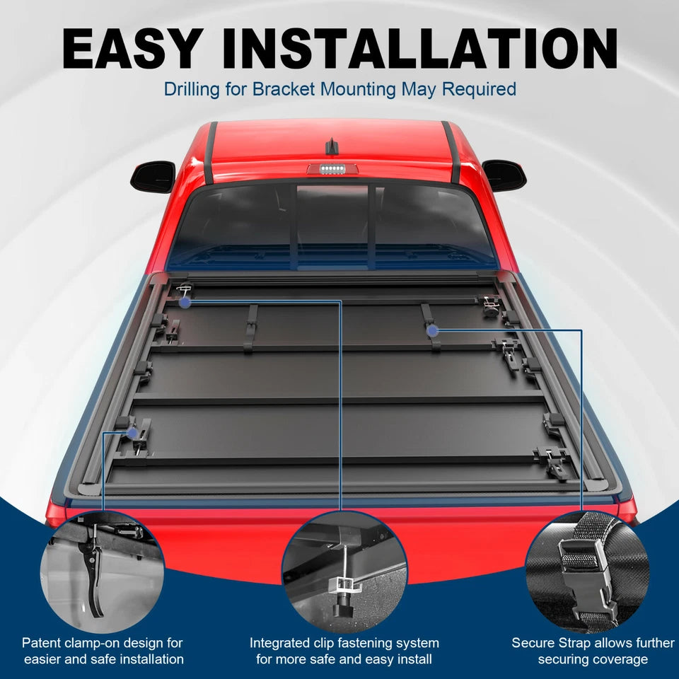 MOSTPLUS 5.5FT Soft 4-Fold Tonneau Cover For 2007-2013 Toyota Tundra
