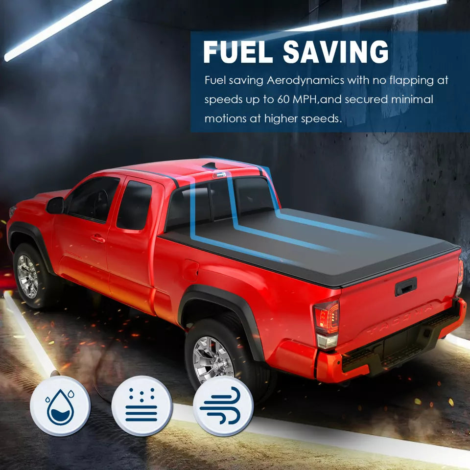 MOSTPLUS 5.5FT Soft 4-Fold Tonneau Cover For 2007-2013 Toyota Tundra