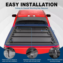 MOSTPLUS 5.5FT Soft 4-Fold Tonneau Cover For 2004-2015 Nissan Titan