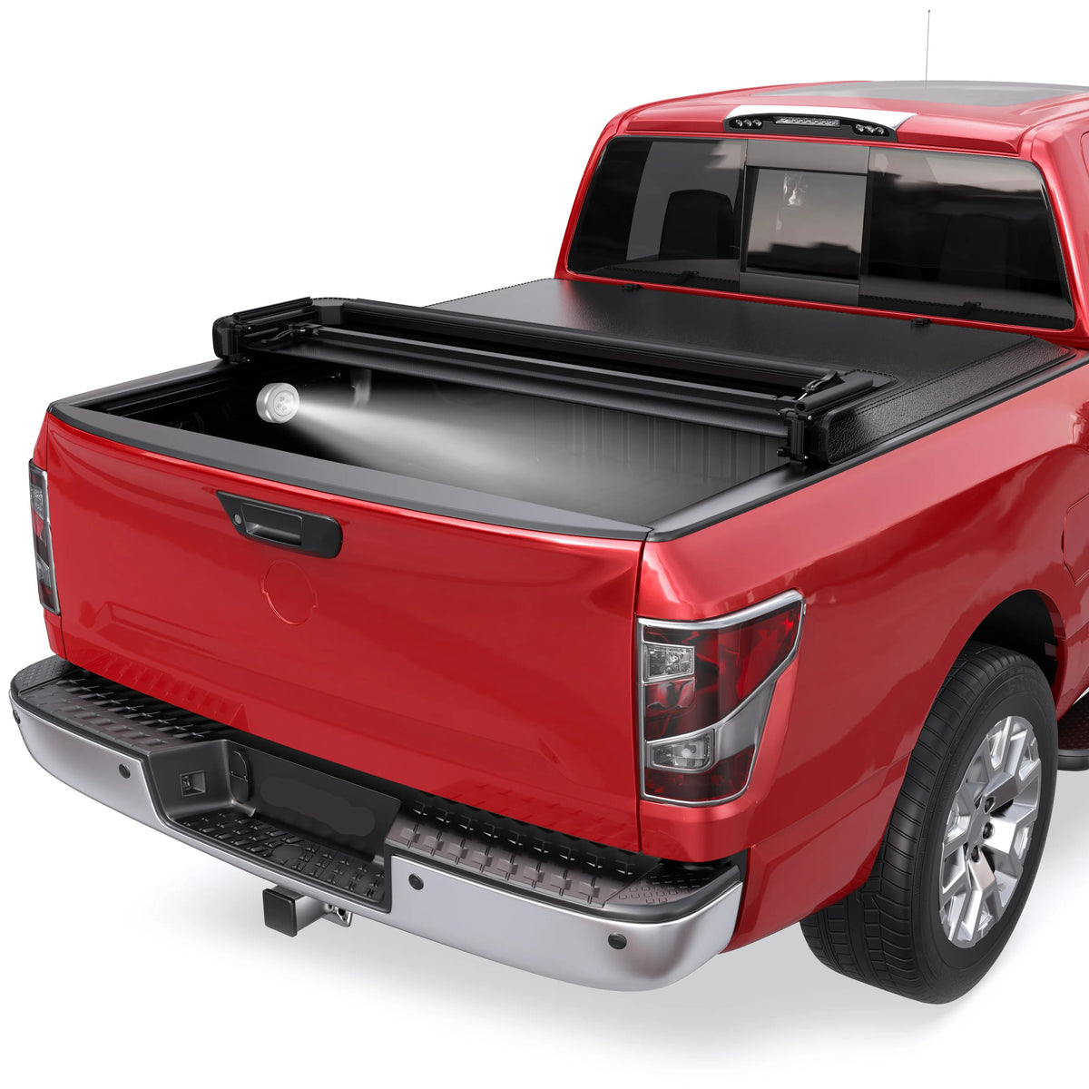 MOSTPLUS 6.5FT Soft 4-Fold Tonneau Cover For 2004-2015 Nissan Titan Fleetside Truck Bed