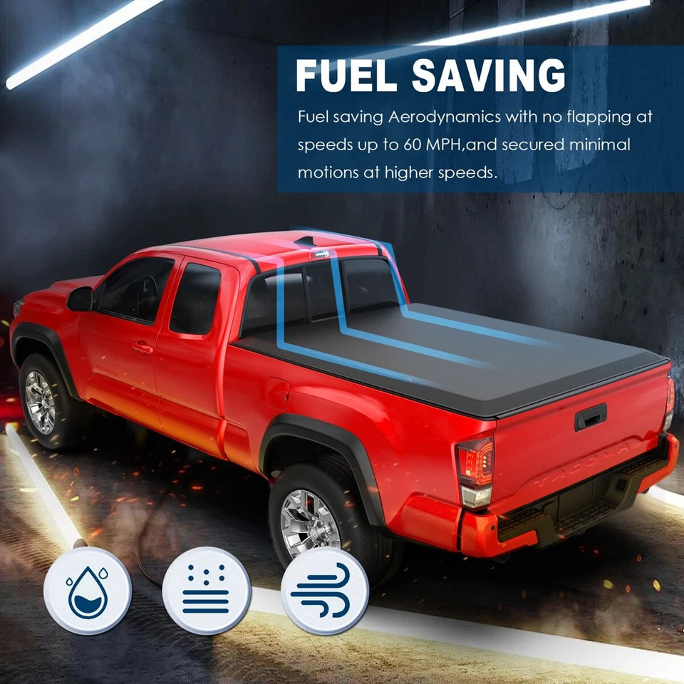 MOSTPLUS 5.7FT Soft 3-Fold Tonneau Cover For 2016-2024 Nissan Titan