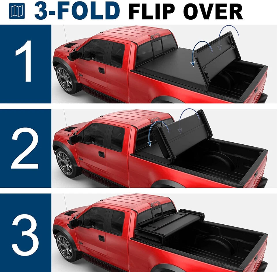 MOSTPLUS 5FT Soft 3-Fold Tonneau Cover For 2017-2024 Honda Ridgeline