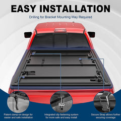 MOSTPLUS 5FT Soft 3-Fold Tonneau Cover For 2017-2024 Honda Ridgeline