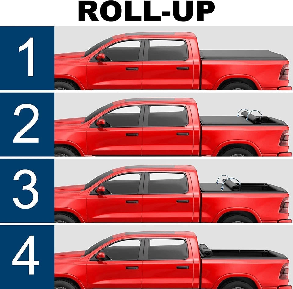 MOSTPLUS 5.5FT Soft Roll Up Tonneau Cover For 2004-2014 Ford F-150 w/ LED Lamp
