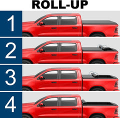 MOSTPLUS 5.5FT Soft Roll Up Tonneau Cover For 2004-2014 Ford F-150 w/ LED Lamp