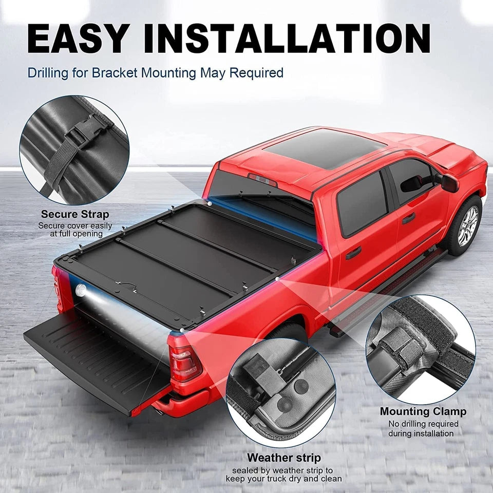 MOSTPLUS 5.5FT Soft Roll Up Tonneau Cover For 2004-2014 Ford F-150 w/ LED Lamp