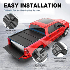 MOSTPLUS 5.5FT Soft Roll Up Tonneau Cover For 2004-2014 Ford F-150 w/ LED Lamp