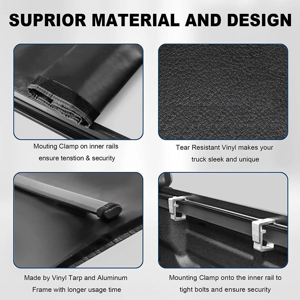 MOSTPLUS 5.5FT Soft Roll Up Tonneau Cover For 2004-2014 Ford F-150 w/ LED Lamp