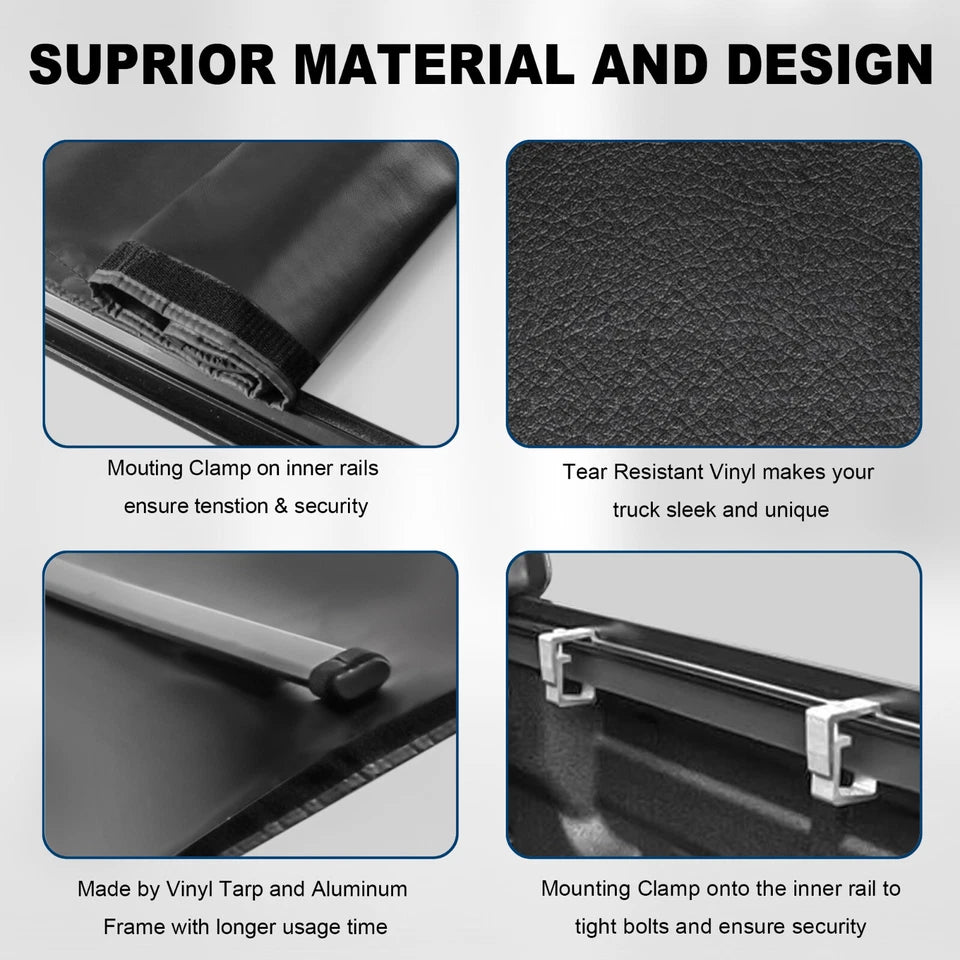 MOSTPLUS 5.8FT Soft Roll Up Tonneau Cover For 2019-2025 Chevy Silverado GMC Sierra 1500