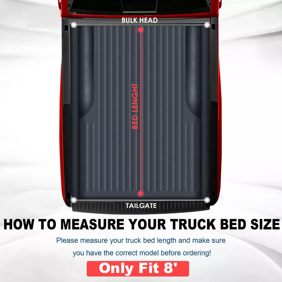 MOSTPLUS 8FT Soft Roll-Up Tonneau Cover For 2007-2013 Toyota Tundra w/ Deckrail System