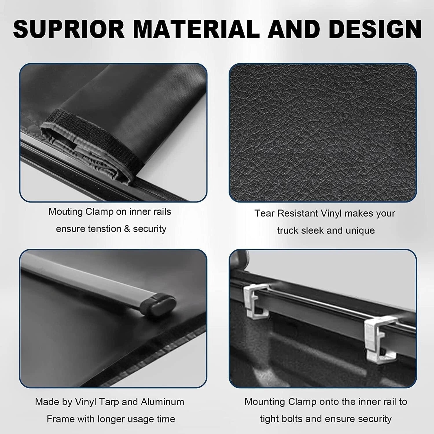 MOSTPLUS 6.5FT Soft Roll-Up Tonneau Cover For 2004-2015 Nissan Titan