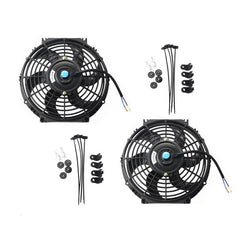 MOSTPLUS Black Universal Electric Radiator Slim Fan Push/Pull 12V + Mounting Kit (10 Inch) Set of 2