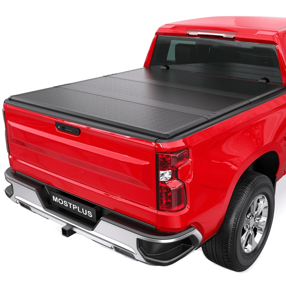 MOSTPLUS Fiberglass Hard Tri-Fold Tonneau Cover For 1982-1993 Chevy S10 GMC S15 Truck Bed