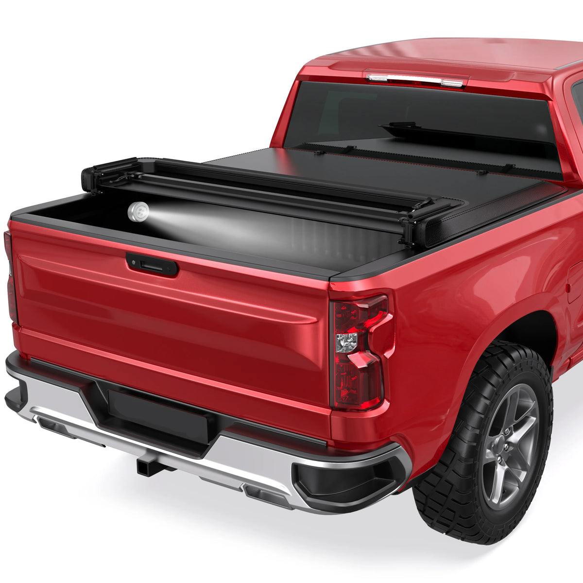 MOSTPLUS 5.8FT Soft 4-Fold Tonneau Cover For 2014-2019 Chevy Silverado/ GMC Sierra 1500 (2019 Classic/Legacy ONLY) Fleetside Truck Bed
