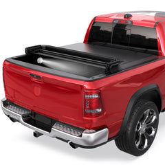 MOSTPLUS 5.7FT 4-Fold Soft Tonneau Cover For 2009-2025 Dodge Ram 1500 (Inclu. Classic & New Body) Truck Bed (w/o RamBox)