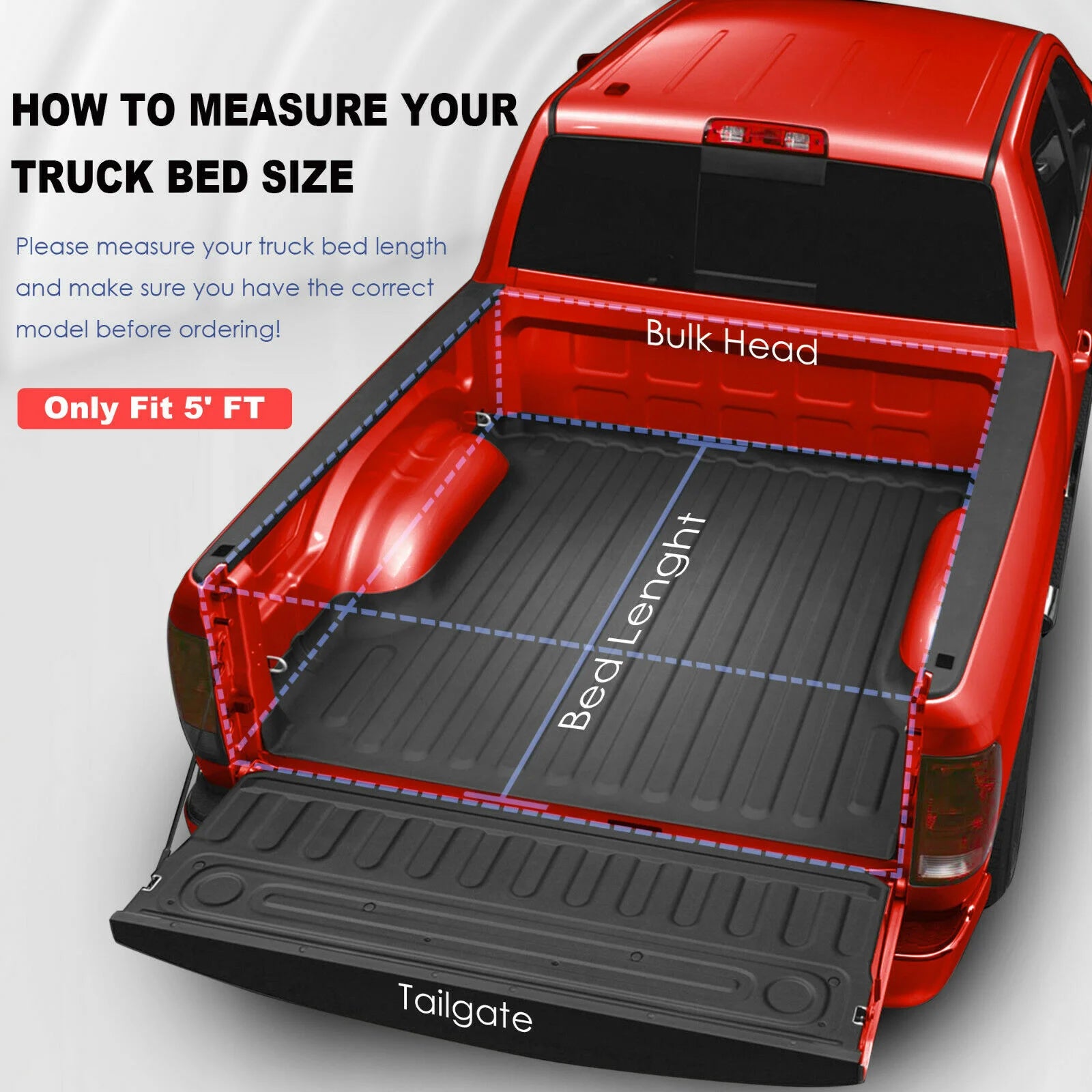 MOSTPLUS 5FT 3-Fold Hard Tonneau Cover For 2019-2025 Ford Ranger Truck Bed