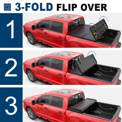 MOSTPLUS 3-Fold 5.5FT Hard Tonneau Cover for 2015-2025 Ford F150 F-150 Truck Bed