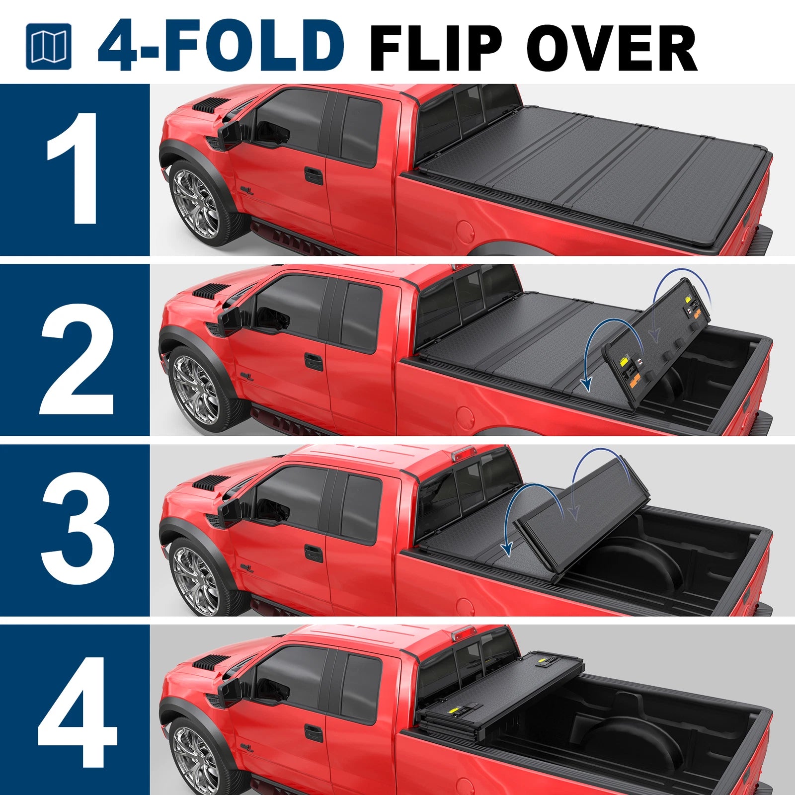 MOSTPLUS 4-Fold 5.8FT Hard Tonneau Cover For 2019-2025 Chevrolet Silverado GMC Sierra 1500 Truck Bed