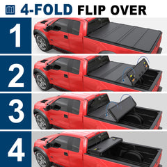 MOSTPLUS 4-Fold 5.8FT Hard Tonneau Cover For 2019-2025 Chevrolet Silverado GMC Sierra 1500 Truck Bed