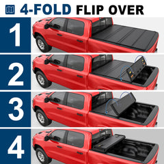 MOSTPLUS 5.7FT 4-Fold Hard Tonneau Cover For 2016-2024 Nissan Titan Truck Bed (NON-XD)
