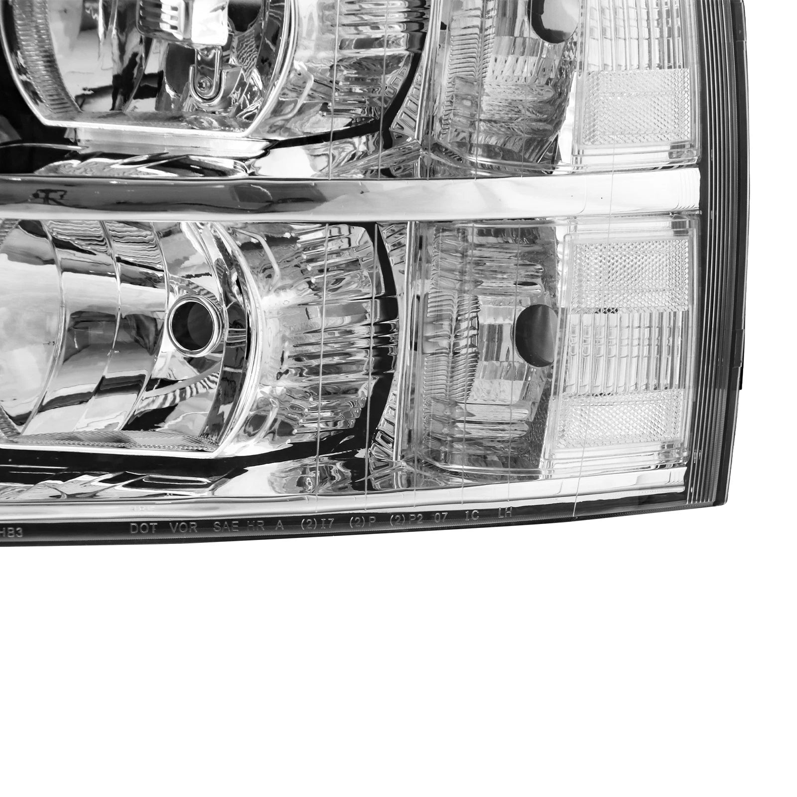 MOSTPLUS Chrome Headlights For 2007-2013 Chevy Silverado 1500 2500 3500 Front Pair w/ Clear Reflector