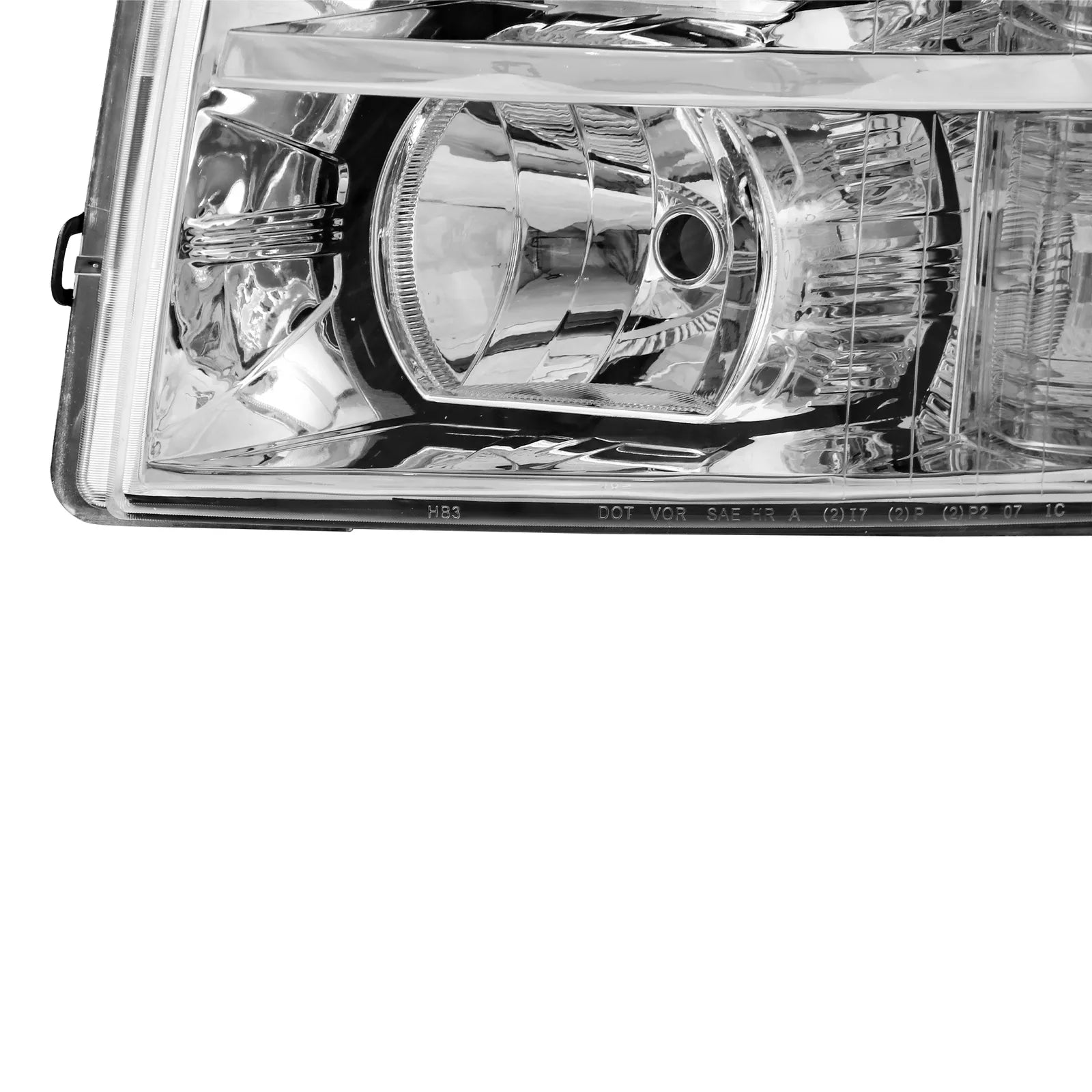 MOSTPLUS Chrome Headlights For 2007-2013 Chevy Silverado 1500 2500 3500 Front Pair w/ Clear Reflector