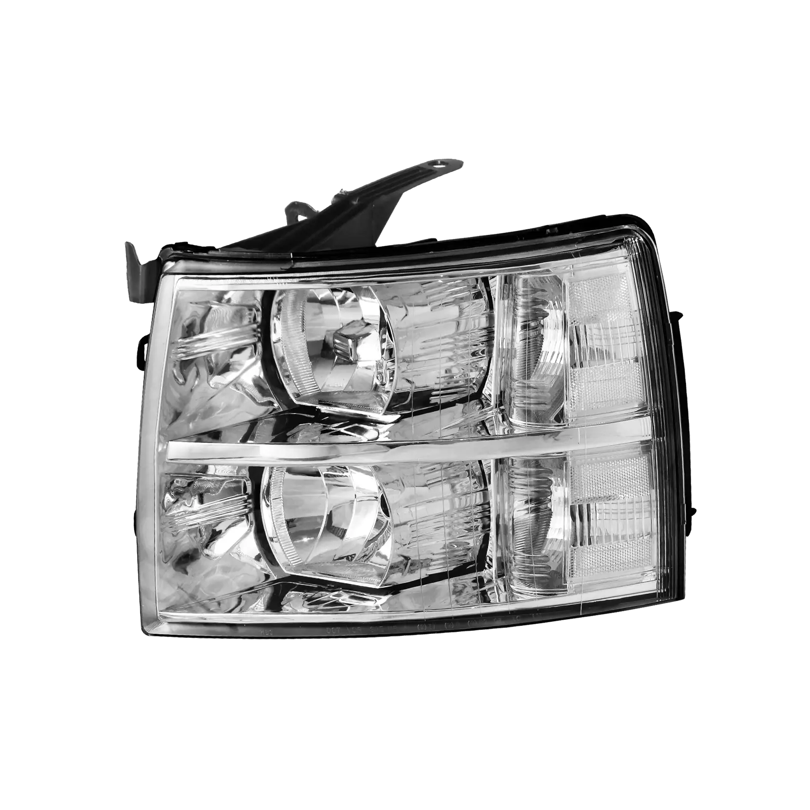 MOSTPLUS Chrome Headlights For 2007-2013 Chevy Silverado 1500 2500 3500 Front Pair w/ Clear Reflector
