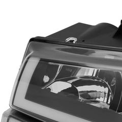 MOSTPLUS Headlights+Bumper Lamps For 2003-2007 Chevy Silverado 1500 2500 3500 Front Pair w/ LED DRL Black Housing Clear Lens