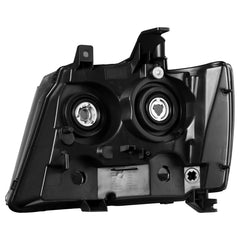 MOSTPLUS Headlights Assembly For 2007-2014 Chevy Tahoe Suburban 1500/2500 w/ Black Housing/Clear Lens/Amber Reflector LH+RH
