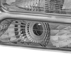 MOSTPLUS Headlight Assembly For 1999-2002 Chevrolet Silverado 1500 2500 2000-2006 Suburban 1500 2500 Tahoe w/ Chrome Housing Clear Lens Clear Reflector (Set of 2)