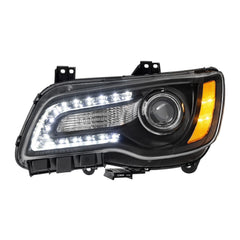 MOSTPLUS Pair LED DRL Headlight Assembly For 2011-2023 Chrysler 300 w/ bulbs w/ Black Housing Clear Lens Amber Corner (Set of 2)