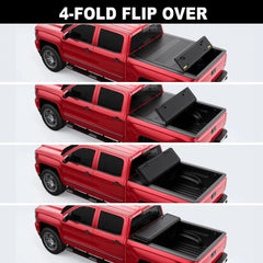 MOSTPLUS 5FT Hard Quad-Fold Half Low-Profile Tonneau Cover For 2016-2023 Toyota Tacoma Truck Bed