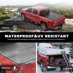MOSTPLUS 5FT Hard Quad-Fold Half Low-Profile Tonneau Cover For 2016-2023 Toyota Tacoma Truck Bed