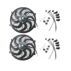 MOSTPLUS 14 Inch Black Universal Electric Radiator Slim Fan Push/Pull 12V + Mounting Kit (Set of 2)