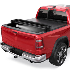 MOSTPLUS 6.4FT Soft 4-Fold Tonneau Cover For 2002-2025 Dodge Ram 1500 (Inclu. Classic & New Body) / 2003-2025 Dodge Ram 2500 3500 Truck Bed (w/o RamBox)