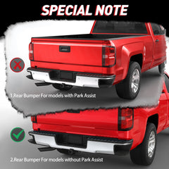 MOSTPLUS Chrome Steel Rear Bumper For 2014-2018 Chevy Silverado GMC Sierra 1500 w/o Sensor Holes w/ Corner Steps