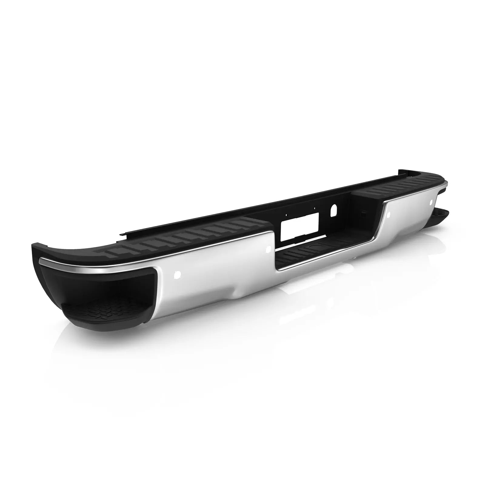 MOSTPLUS Chrome Steel Rear Bumper For 2014-2018 Chevy Silverado GMC Sierra 1500 w/ Conner Steps w/ Parking Sensor Holes