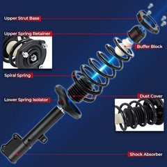 MOSTPLUS Pair Front Complete Shocks Struts Coil Spring Assemblies 472598 472597 For 2009-2013 Toyota Corolla 1.8L 4-Door
