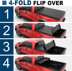 MOSTPLUS 5.5FT Soft 4-Fold Tonneau Cover For 2015-2025 Ford F150 Truck Bed