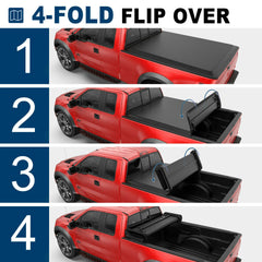 MOSTPLUS 5.5FT Quad-Fold Soft Tonneau Cover For 2009-2014 Ford F150 with Styleside Truck Bed