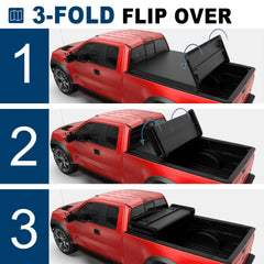 MOSTPLUS 5.5FT 3-Fold Tonneau Cover For 2004-2014 Ford F-150 2006-2008 Mark LT Truck Bed