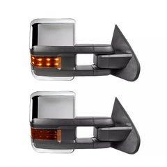 MOSTPLUS Chrome Power Fold Tow Mirrors For 2014-2018 Chevy Silverado GMC Sierra 1500 2500HD 3500HD with Turn Light, Clearance Lamp, Running Lights