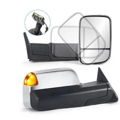 MOSTPLUS Chrome Mirrors For 1994-1997 Dodge Ram 1500/2500/3500 w/Turn Light (Set of 2)