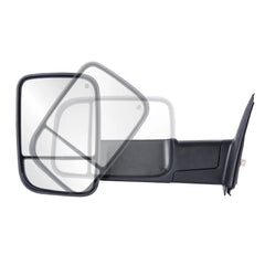 MOSTPLUS Black Power Heated Tow Mirrors For 2002-2008 Ram 1500 2003-2009 Ram 2500 w/ White Running Light (Set of 2)