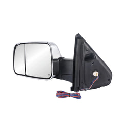 MOSTPLUS Chrome Power Heated Tow Mirrors For 2002-2008 Dodge Ram 1500 2003-2008 Dodge Ram 2500 3500 w/ White Running Light (Set of 2)