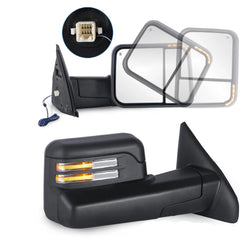 MOSTPLUS Black Mirrors For 2002-2008 Dodge Ram 1500 2003-2009 2500 3500 w/Power Heated & Turn Light (Set of 2)